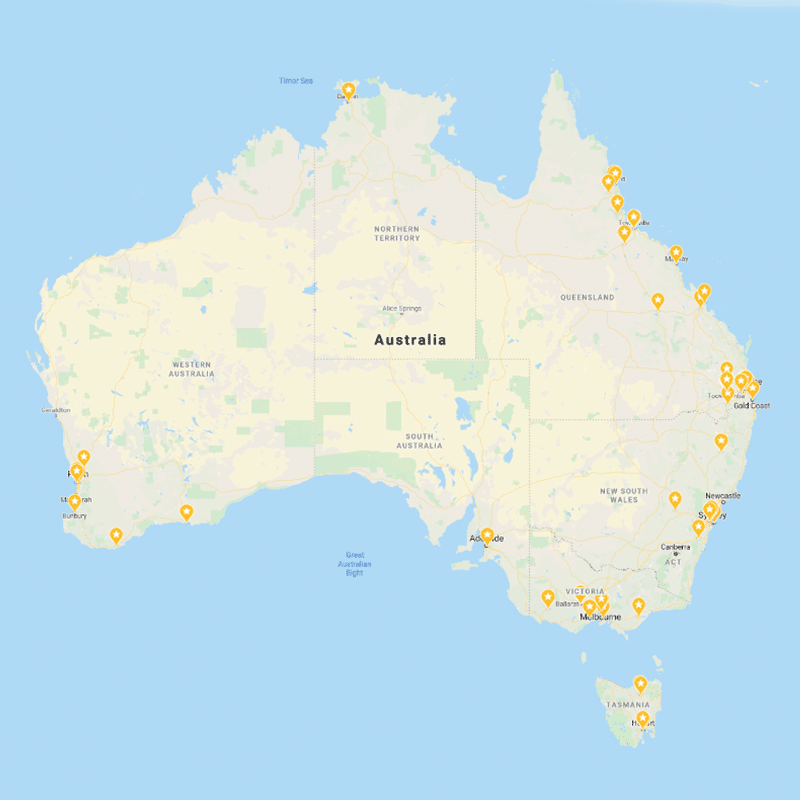 GAP locations Australia Map